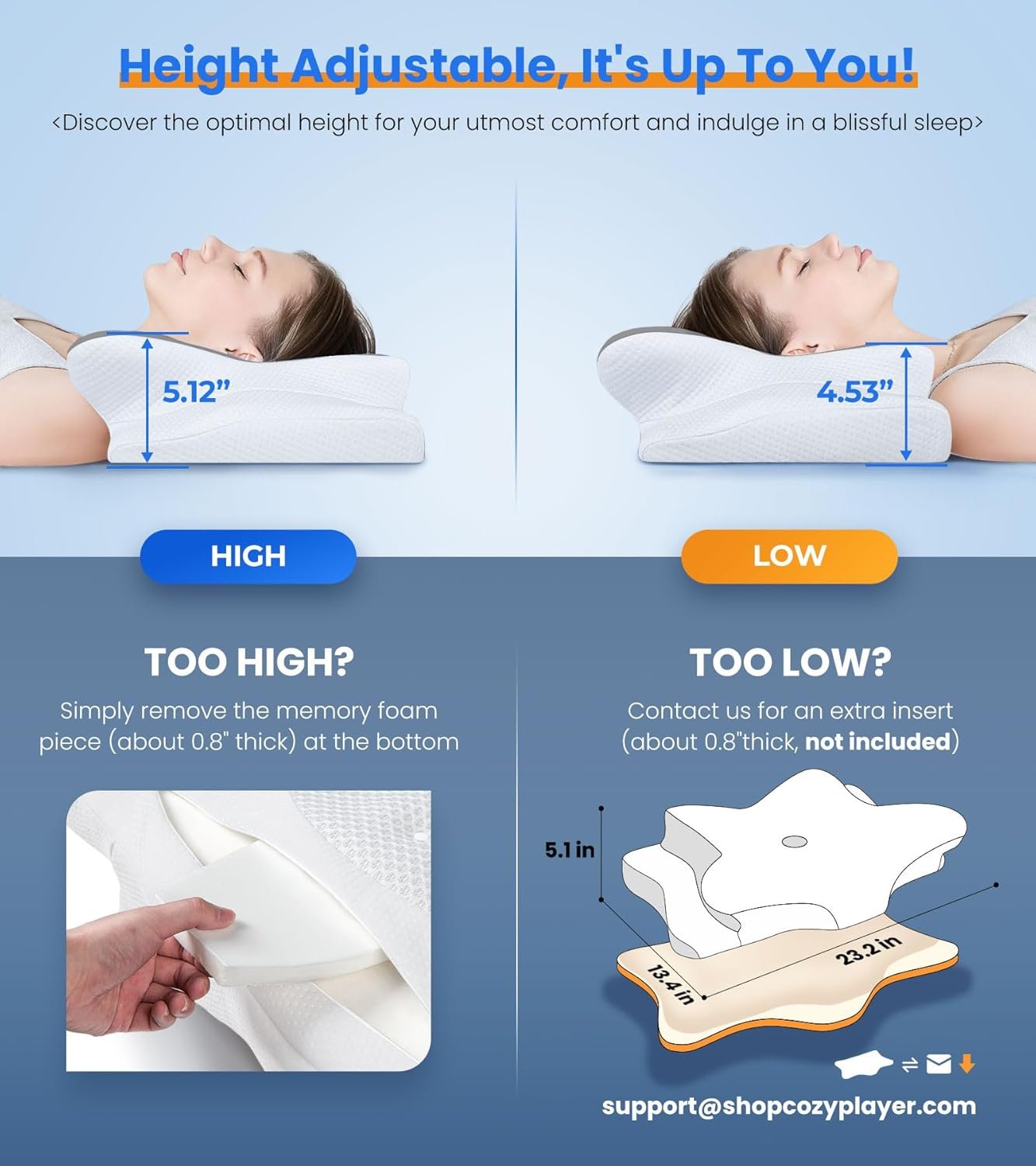 Ultra Pain Relief Cooling Pillow for Neck Support, Adjustable Cervical Pillow Cozy Sleeping, Odorless Ergonomic Contour Memory Foam Pillows, Orthopedic Bed Pillow for Side Back Stomach Sleeper - Image 3